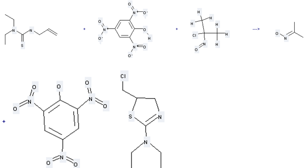 The Thiourea,N,N-diethyl-N'-2-propen-1-yl- can react with 2-Chloro-2-nitroso-propane to get Picric acid; compound with (5-Chloromethyl-4,5-dihydro-thiazol-2-yl)-diethyl-amine